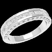 A dazzling Princess & Round Brilliant Cut diamond eternity ring in 18ct white gold