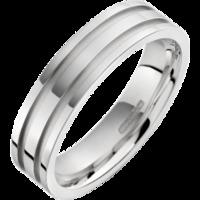 A classic double grooved mens ring in palladium