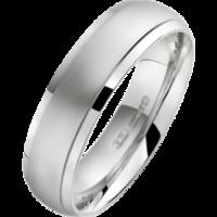 A stylish mixed finish mens wedding ring in 18ct white gold