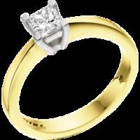 A sparkling Princess Cut solitaire diamond ring in 18ct yellow & white gold