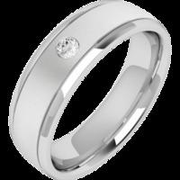 A classic Round Brilliant Cut diamond set mens wedding ring in palladium