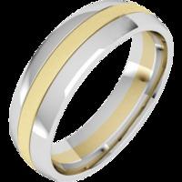 A classic courted mixed finish mens wedding ring in 18ct white & yellow gold