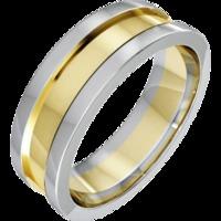 A striking raised edge mens wedding ring in 18ct white & yellow gold