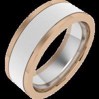 A stunning mixed finish mens wedding ring in 18ct white & rose gold