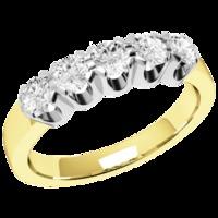 A stylish Round Brilliant Cut five stone diamond ring in 9ct yellow & white gold