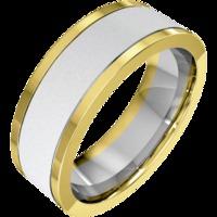 A stunning mixed finish mens wedding ring in 18ct white & yellow gold