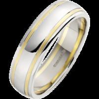 A stunning mixed metal mens wedding ring in 18ct white & yellow gold