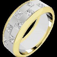 A stunning chequerboard design diamond set mens ring in 18ct white & yellow gold