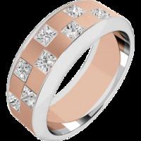 A stunning chequerboard design diamond set mens ring in 18ct rose & white gold