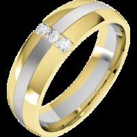 A striking Round Brilliant Cut diamond set mens ring in 18ct white & yellow gold