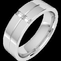 a striking baguette cut diamond set mens ring in 18ct white gold