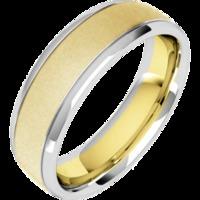 A stylish mixed finish courted mens ring in 18ct yellow & white gold