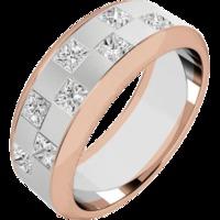 A stunning chequerboard design diamond set mens ring in 18ct white & rose gold