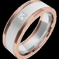 a stylish princess cut diamond set mens ring in 18ct white rose gold