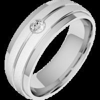 a stylish round brilliant cut diamond set mens ring in palladium