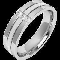 A striking Round Brilliant Cut diamond set mens wedding ring in 18ct white gold
