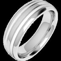 A stylish double grooved mens ring in 18ct white gold