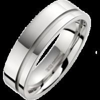 A classic grooved mens ring in 18ct white gold