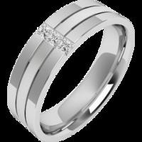 A stunning Princess Cut diamond set mens wedding ring in 18ct white gold