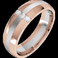 A striking Round Brilliant Cut diamond set mens ring in 18ct white & rose gold