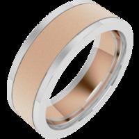 A stunning mixed finish mens wedding ring in 18ct rose & white gold