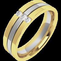 A striking Round Brilliant Cut diamond set mens wedding ring in 18ct white & yellow gold