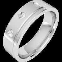 A stylish Round Brilliant Cut diamond set mens ring in platinum