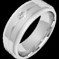 A stylish Round Brilliant Cut diamond set mens ring in platinum