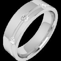 A stylish Round Brilliant Cut diamond set mens ring in palladium