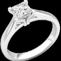 A classic Princess Cut solitaire diamond ring in 18ct white gold