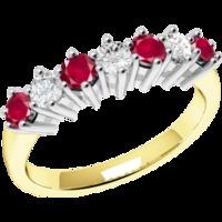 A luxurious Round Brilliant Cut ruby & diamond eternity ring in 9ct yellow & white gold