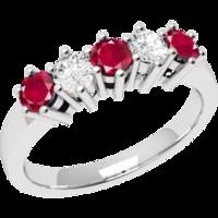 a stylish round brilliant cut ruby diamond ring in 9ct white gold