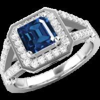 A stunning sapphire & diamond cluster style ring in 18ct white gold