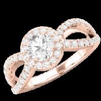 A stunning Round Brilliant Cut diamond ring with shoulder stones in 18ct rose gold