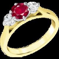 A beautiful ruby & diamond ring with shoulder stones in 18ct yellow & white gold