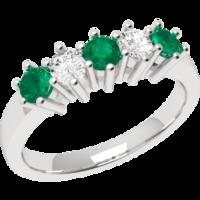 A stylish Round Brilliant Cut emerald & diamond ring in 18ct white gold