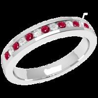 A classic Round Brilliant Cut ruby & diamond eternity ring in 18ct white gold