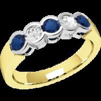 A stylish Round Brilliant Cut sapphire & diamond eternity ring in 9ct yellow & white gold