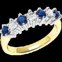 A luxurious Round Brilliant Cut sapphire & diamond eternity ring in 18ct yellow & white gold