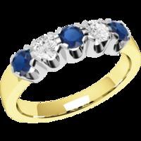 a luxurious round brilliant cut sapphire diamond ring in 18ct yellow w ...