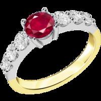 A stunning ruby ring with diamond shoulder stones in 18ct yellow & white gold