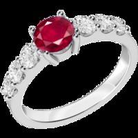 A stunning ruby ring with diamond shoulder stones in 18ct white gold