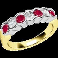 a stylish round brilliant cut ruby diamond eternity ring in 18ct yello ...