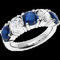 A stunning five stone sapphire & diamond eternity ring in 18ct white gold