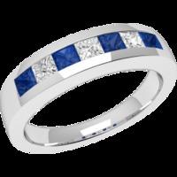 A stunning Princess Cut sapphire & diamond eternity ring in 18ct white gold