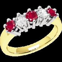 A stylish Round Brilliant Cut ruby & diamond ring in 18ct yellow & white gold