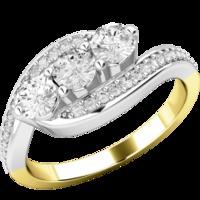 A stunning Round Brilliant Cut Diamond Ring with shoulder stones in 18ct yellow & white gold