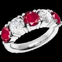 A stunning five stone ruby & diamond eternity ring in 18ct white gold