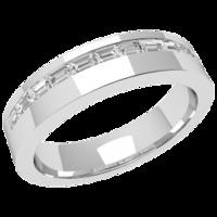 A unique Baguette Cut diamond set ladies wedding ring in 18ct white gold