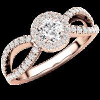 A stunning Round Brilliant Cut diamond ring with shoulder stones in 18ct rose gold